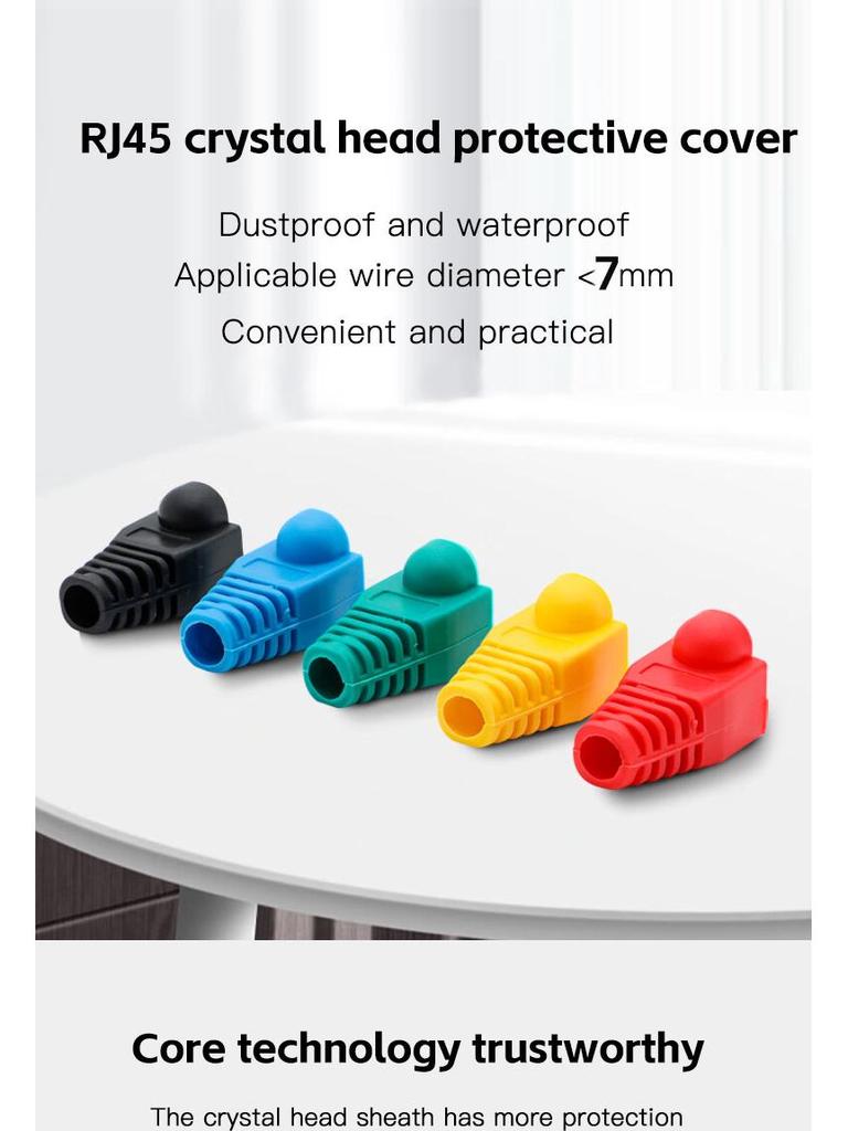 Protetores de Cristal de Rede RJ45 Coloridos, Cat 6, Pacote de 1000, Opcional em Dez Cores
