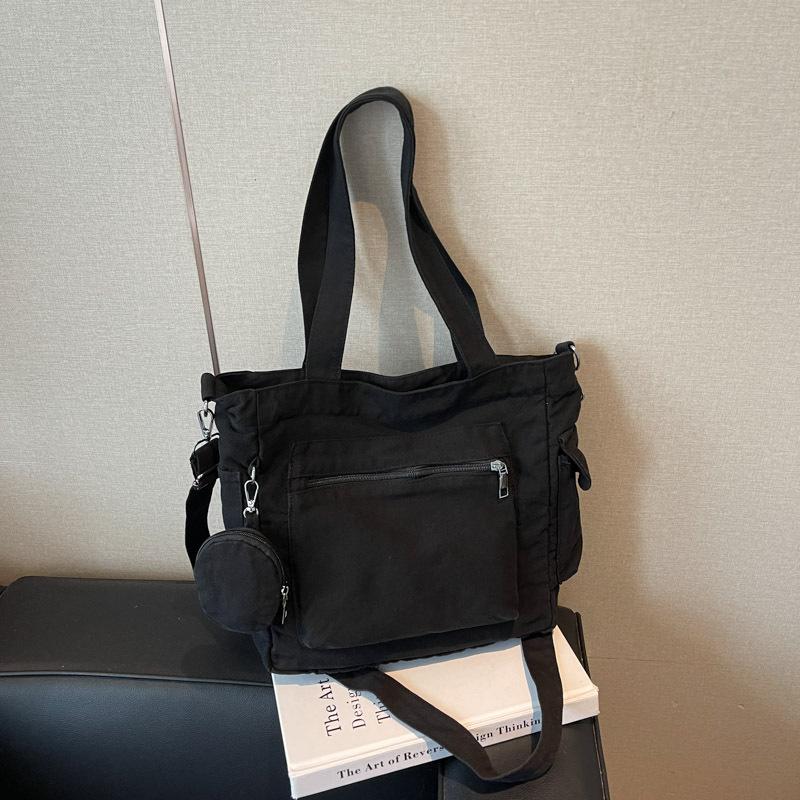Canvas Bag Women's Large-capacity Simple Versatile Messenger Bag Casual Shoulder Class Commuter Tote Bag