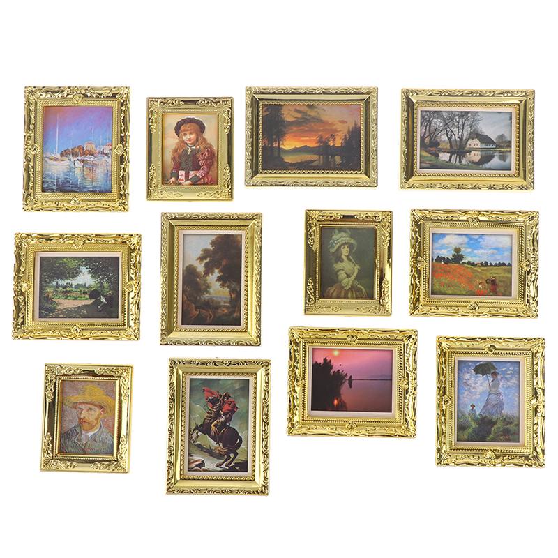 Dollhouse Miniature 1:12 Mini Decorative Accessories Antique Frame Oil Painting