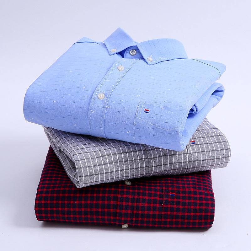 Men's Thick Fleece-Lined Oxford Long-Sleeve Shirt - Warm and In Stock