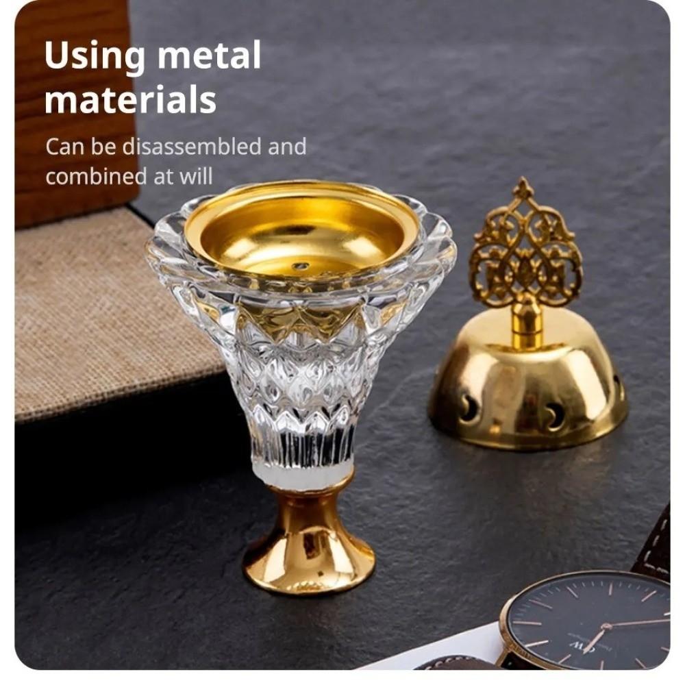 Large Capacity Artificial Crystal Incense Burner Candle Hold Gold Bottom Incense Burners