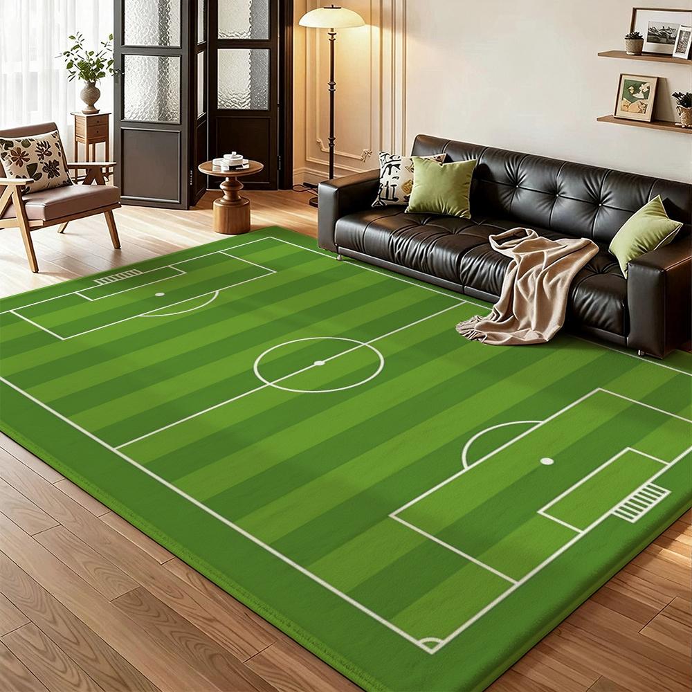 Green Soccer Field Indoor Rug Soft Nonslip Carpet For Living Room Play Area Hallway Home Party Decor Valentine'S Day Gift