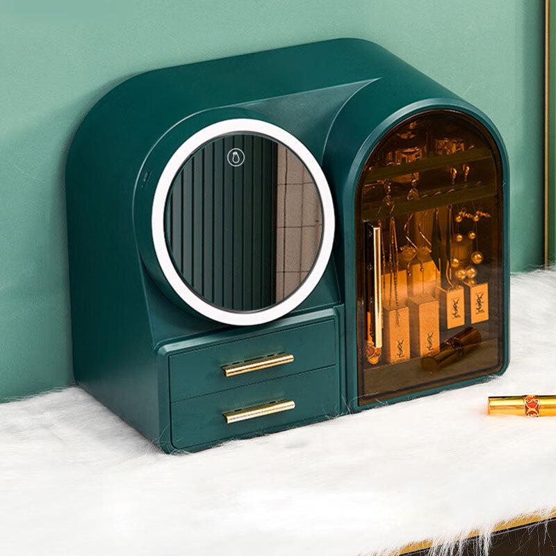 Зеркало для макияжа Lubang Xiong со светодиодной подсветкой и ящиком для хранения