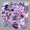 50Pcs Cartoon Purple Stickers Diy Suitcase Laptop Guitar Bicycle Car Decals