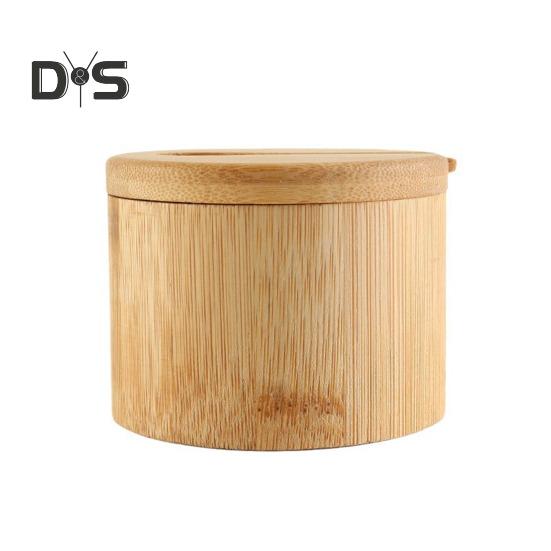 Бамбуковий сільничний льох із магнітною кришкою, що обертається, круглий сільничний ящик для зберігання солі, перцю, цукру, трав, функціонального контейнера для зберігання спецій.