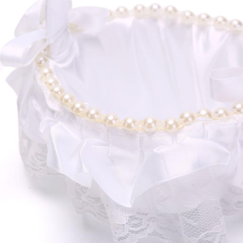 6 Estilo Blanco Romántico Lazo Yute Ceremonia de Boda Fiesta Cesta de Flores de Rosa