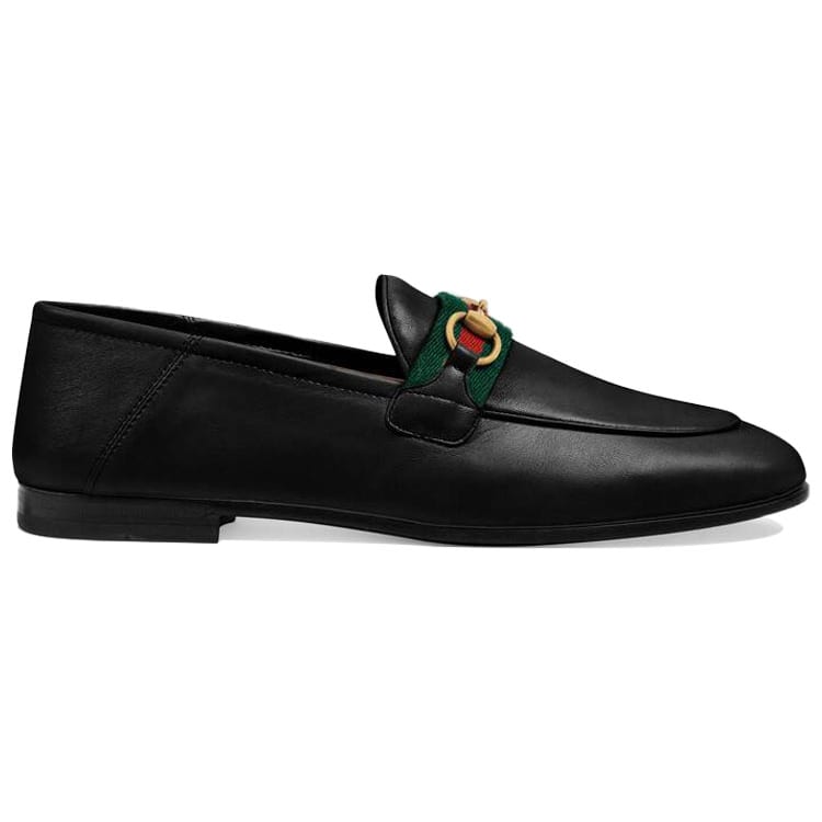 GUCCI Slip On Loafer With Web Black Leather 631619 CQXM0 1060