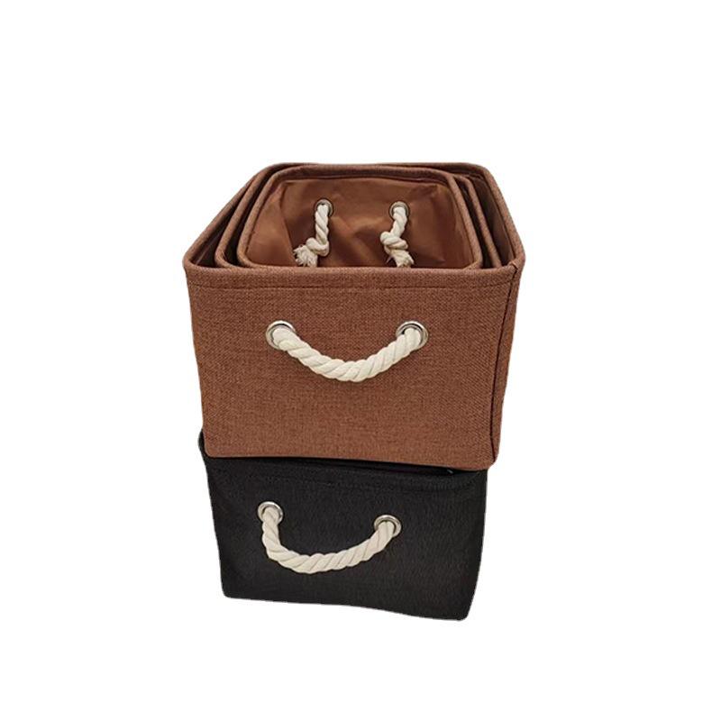 Set of 3 Multi-Color Linen Storage Baskets for Entrances, Underwear, and Clothing
