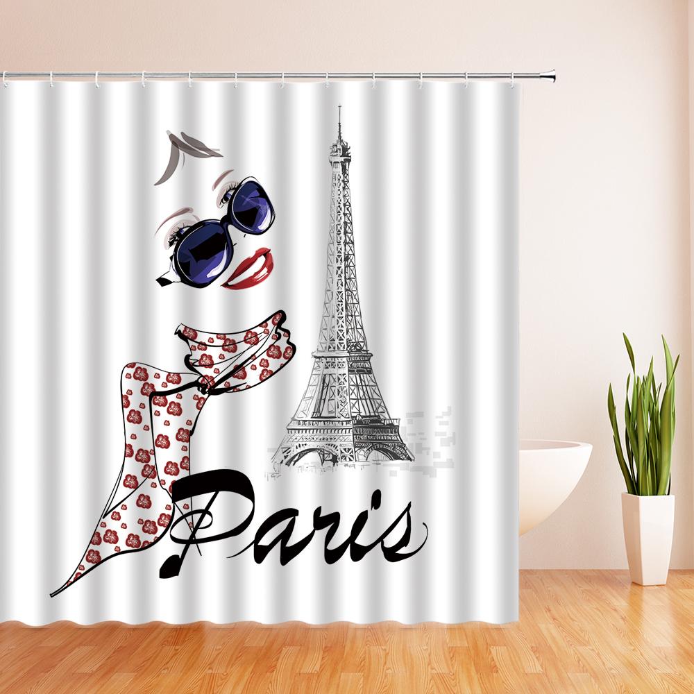 3D Print Paris Tower Bathroom Shower Curtains Waterproof Polyester Fabric With Hooks 240X180Cm Bath Screen Home Decor Curtain