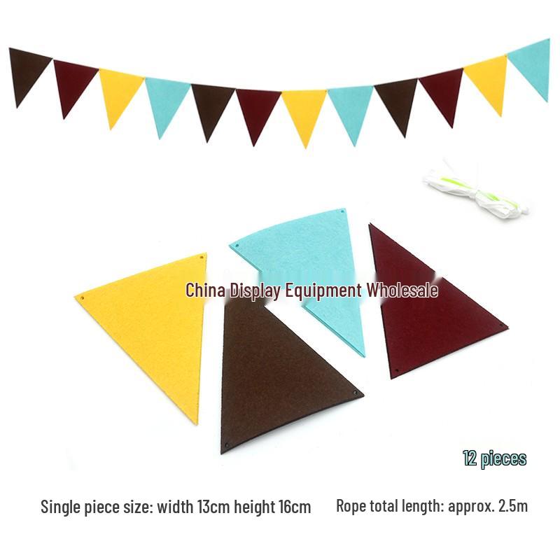 Triangle Flag Bunting for Kindergarten Decoration - Children's Room & Birthday Party Decor with Girlish Heart Design