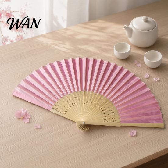 Lightweight Bamboo Fan Chinese Style Silk Folding Fan, Ribs Decorative Handheld Summer Cooling Portable Party Favors for Men Women Wooden