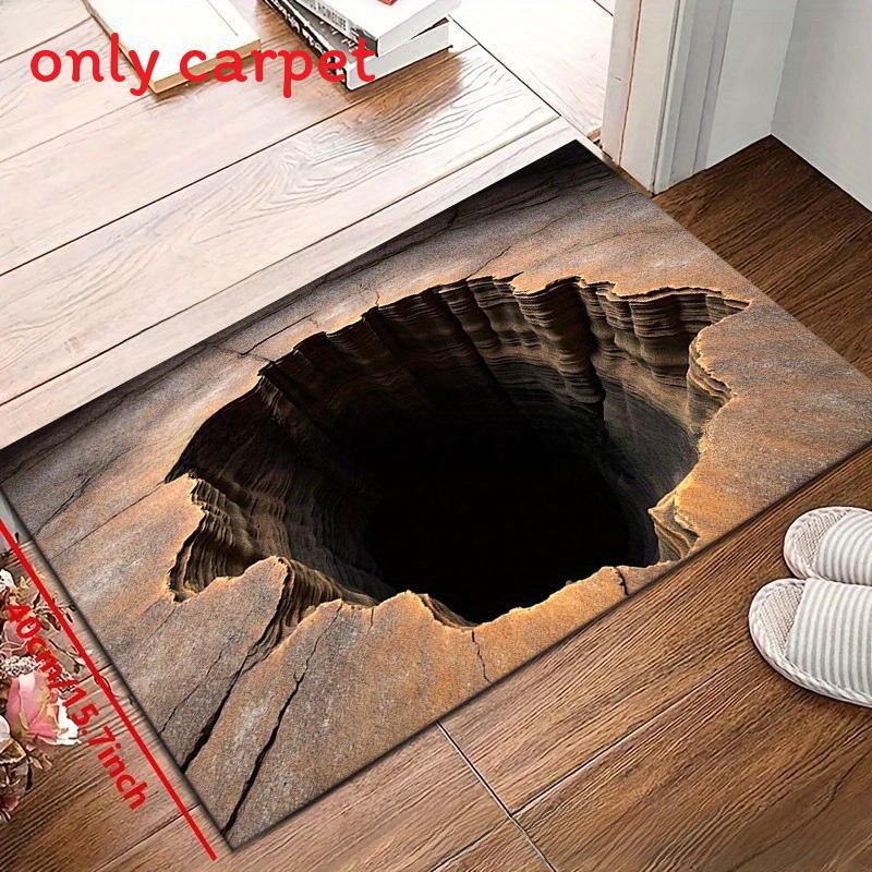 3d Waterfall Optical Illusion Floor Mat With Polyester Material For Home Entrance Use