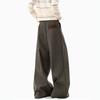 Brown Thousand Bird Grid Suede Pleated Trousers Women's and Men's Autumn Lazy High-end Wide-leg Trousers Old Money Style Casual Trousers