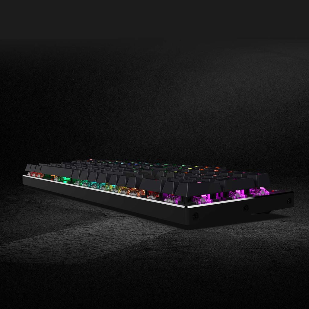Redragon K556 RGB LED cu iluminare din spate, cu fir, mecanice pentru jocuri mecanice, prizele modernizate din aluminiu și tastatură moale, tactilă maro, comutatoare cu 104 taste.