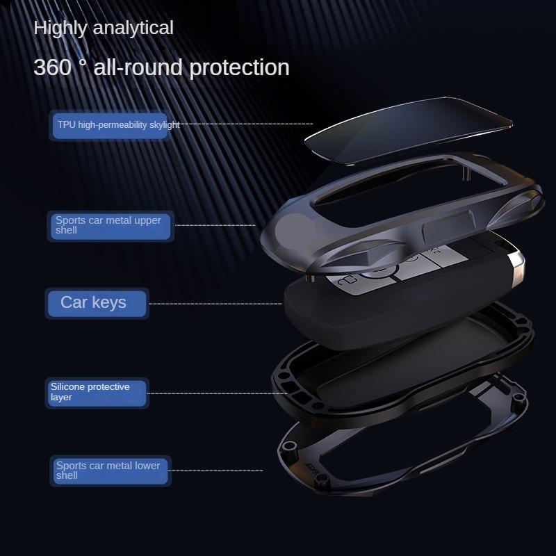 Metal Car Remote Key Case Cover Holder Shell Chain Fob for Ford New Mondeo Focus EVOS Escape Edge Explorer F-150 Mustang 2025