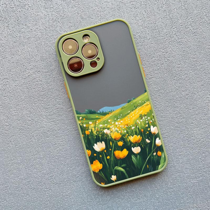 Colorful Wild Mountain Flower Field Phone Case For 17 16 15 14 Pro Max Plus 13 12 Mini 11 Pro Max Shockproof Protective Covers