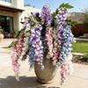 Hanging Artificial Violet UV Resistant Fake Flower Indoor Outdoor Garden Porch Patio Wall Hanging Faux Flower Decoration
