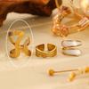 Elegant Striped Stainless Steel Open Ring - Women's High-End Irregular Style