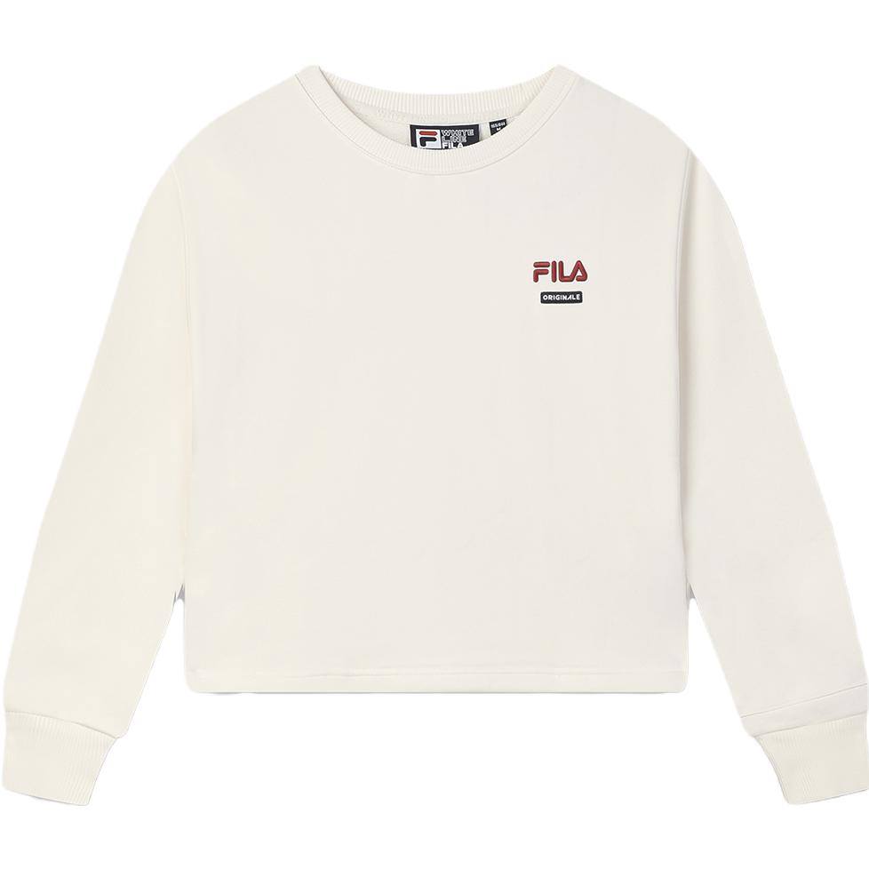 FILA Fleece Pullover Fashion Casual Simple Loose Sweatshirt Women Sweatshirt Mist-Lotus-White F51W349215A-IV