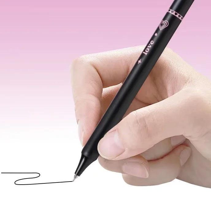 Nouveau 5 Pièces Motif Cœur Stylo Neutre Signature Kawaii Stylo Gel à Poussoir Fournitures Scolaires de Bureau Étudiant Papeterie pour Enfants Cadeau