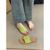 Retro one-word sandals women's summer 2025 new Mori women's fashion matte leather toe flat bottom flip-flops