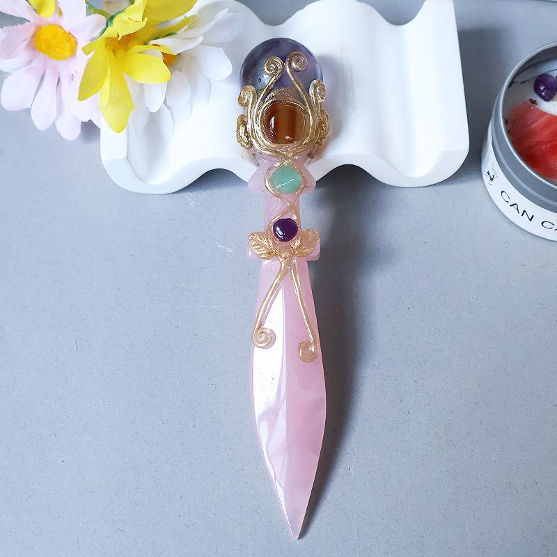 Scettro di Cristallo a Forma di Coltello, Bacchetta Magica che Unisce Cristallo a Forma di Coltello e Sfera di Cristallo, Regalo di Halloween