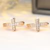 Elegant Female White Stone Cross Hoop Earrings Trendy Fashion Gold Color Wedding Jewelry For Women