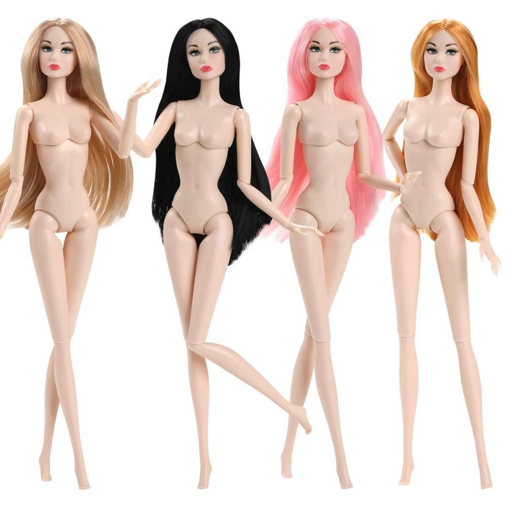 Fashion No Makeup Doll Head White Skin Long Hair 1/6 Doll Heads Nylon Hair Supermodel Doll Bald Head Practice Makeup