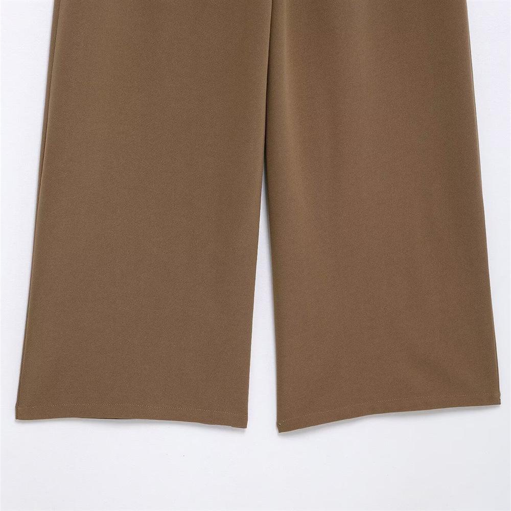 Spring 2025 Women's High-Waist Straight-Leg Casual Pants with Front Buttons