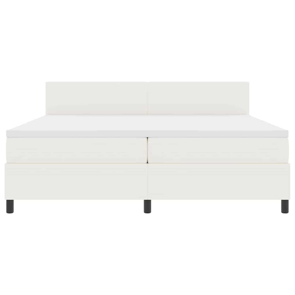 LED Box Spring Bed in Cream and White 200 x 200 cm Cord Fabric