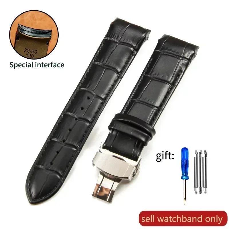 Calfskin Genuine Cow Leather Watchband Belt for Tissot T035 Watch Strap Bracelets Butterfly Buckle Replacement 22mm 23mm 24mm