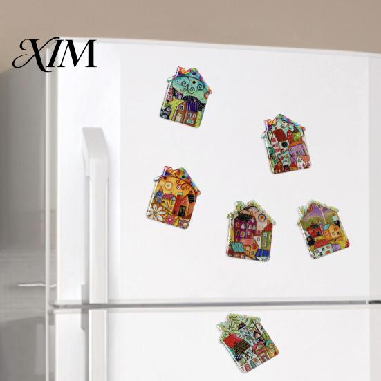 Whiteboard Magnets Vintage House Refrigerator Magnet, Colorful Fairy Tale Town Magnet Fridge Magnetic Kitchen Decoration Accessories