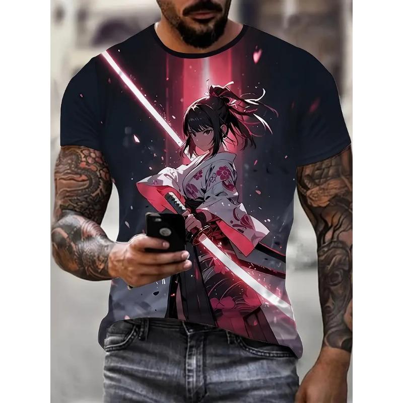 2026New Men's Cool Tattoo Girl Graphic T-Shirts Street Trend 3D Print Personality