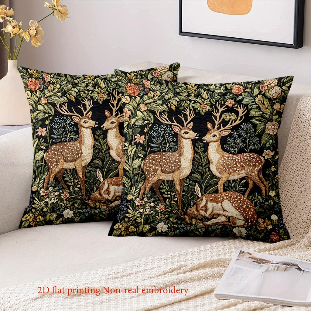 1 Pieces Deer Floral Pattern 2D Printed Pillow Cushions Polyester pillowcase, sofa decorative cushion cov Headboard Pillow
