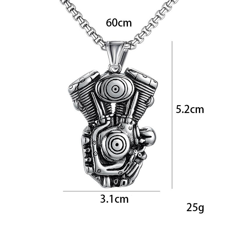 Titanium Steel Jewelry Punk Engine Skull Titanium Steel Retro Creative Pendant Necklace
