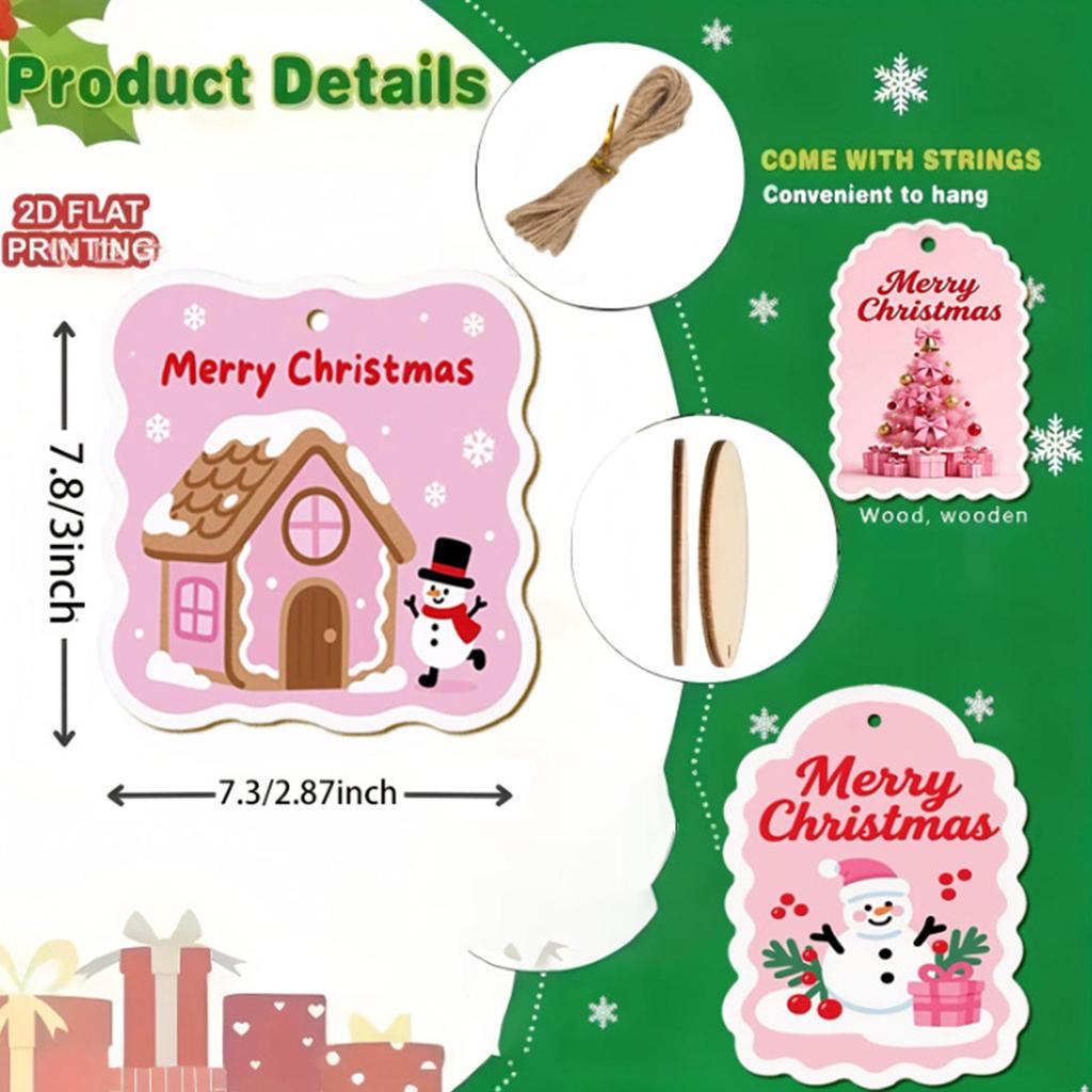 Christmas Labels 30 Pieces Wrapping Labels Wood Christmas Tags With String And Holes For Holiday Crafting Birthday Halloween
