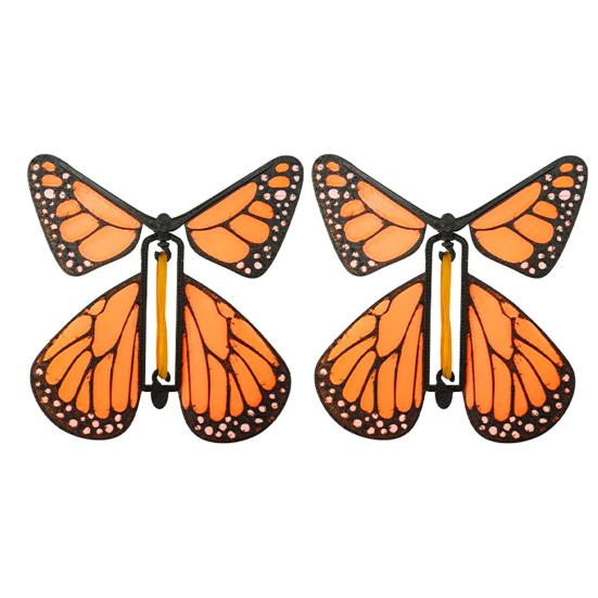 Wind Up Fluttering Butterfly Toy Flying Motion Butterfly Bookmarks with Rubber Band Mechanism Colorful Cardstock Wings