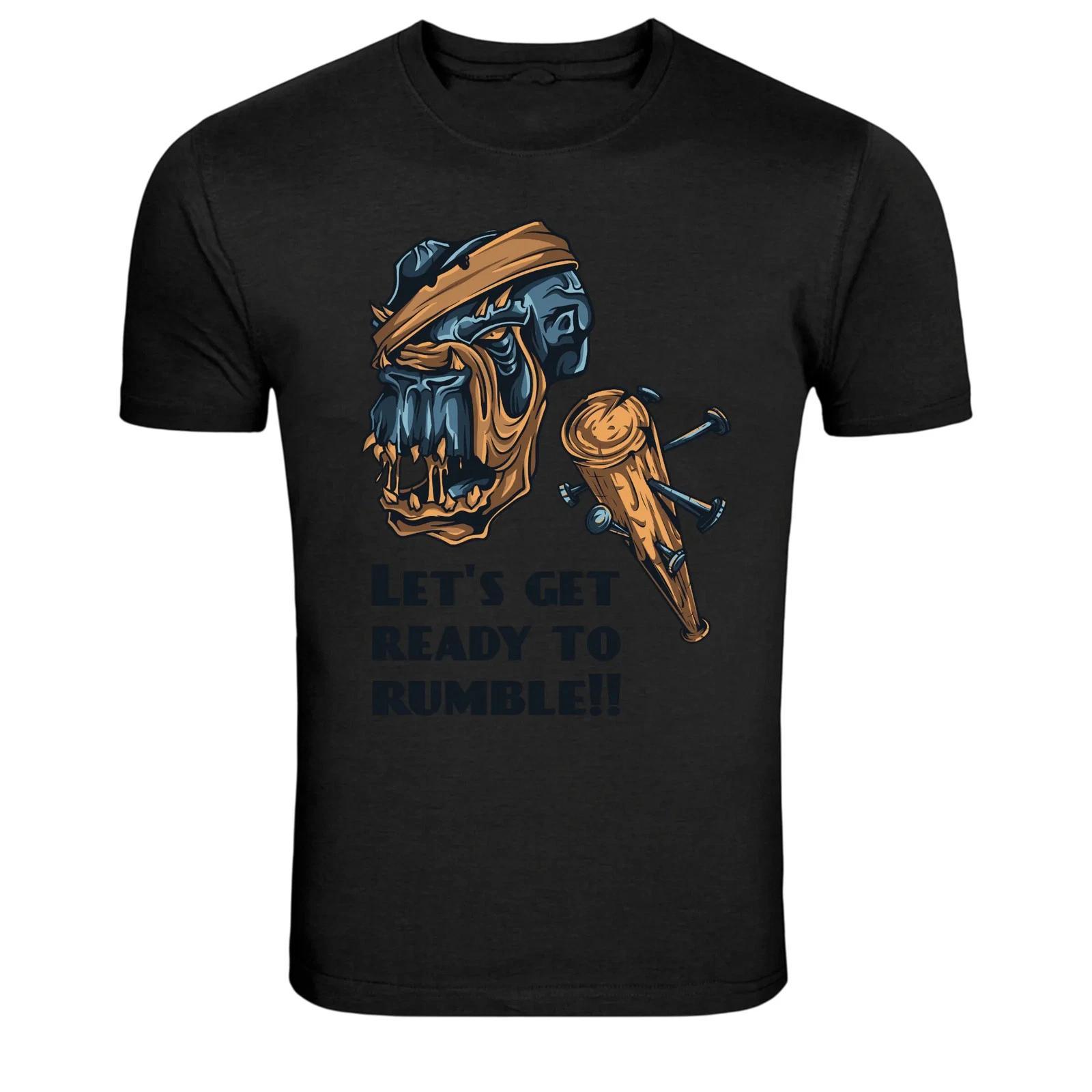 Skull Bat Ready To Rumble Poker Graphic T-Shirt S