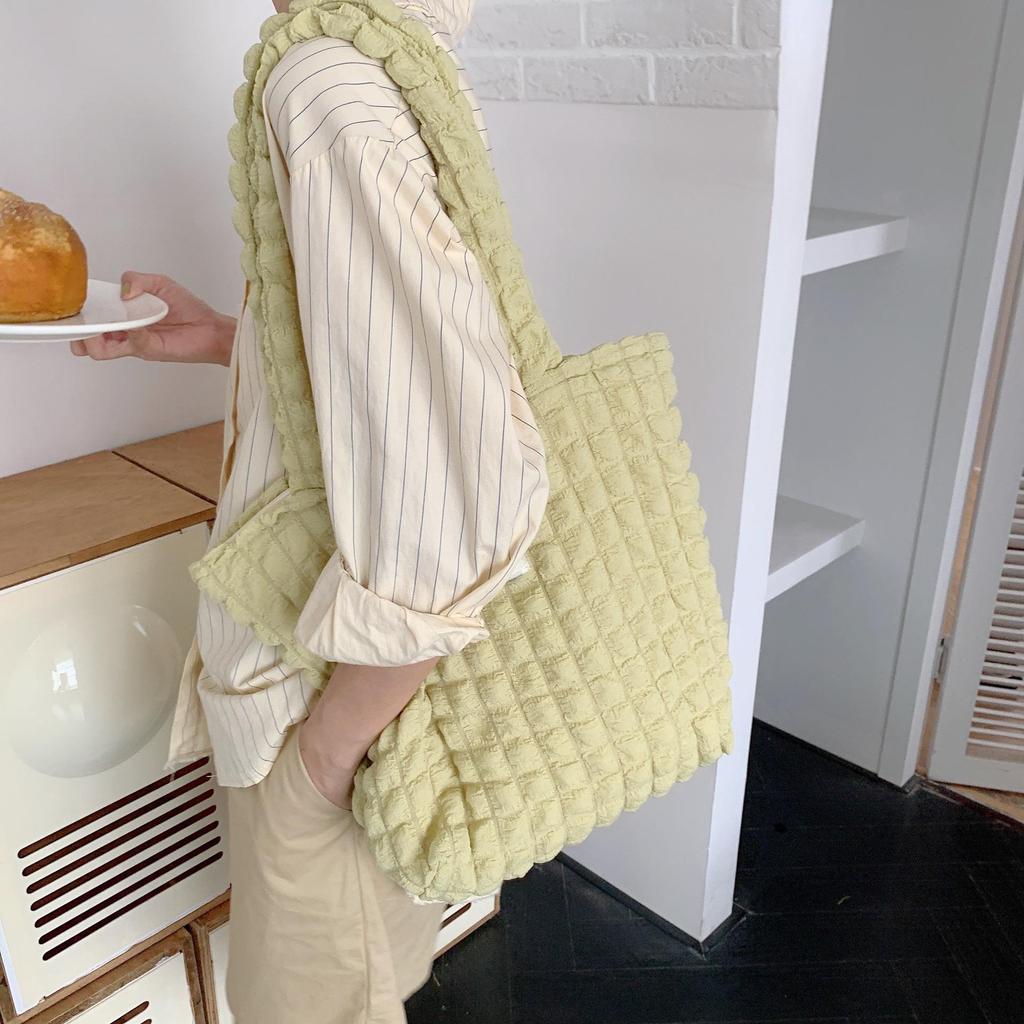 Women Cloud Bubble Flower Shoulder Bag Female Student Simple Handbag Canvas Bag