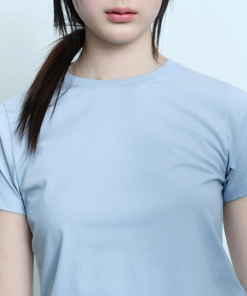 MUSINSA STANDARD WOMAN [Uv Protection] Women'S Slim Crew Neck T-Shirt [Cloudy Blue]