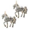 2 Pcs Horse Christmas Ornament Acrylic Sparkly Rhinestones Horse Hanging Decoration 2D Flat Christmas Tree Ornament for Horse Lovers