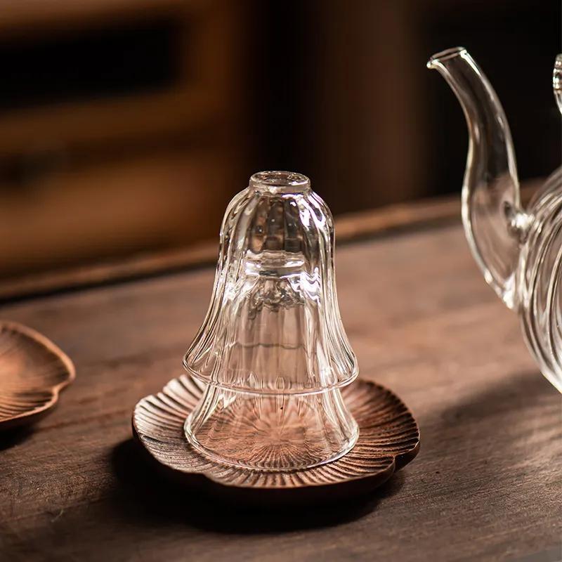 750 ml tepelně odolná skleněná konvice sada šálků ručně vyráběných chryzantémových okvětních lístků ve tvaru zlatého držadla Oolong květinová konvice Puer čajová konvice