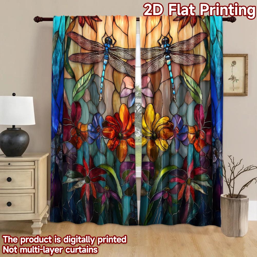 2D Flat Photography Backdrop Photography Backdrop Dragonflies Among Flowers 100% Polyester Festive Backdrops for Indoor