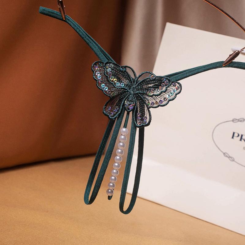 1 buc Lenjerie intimă pentru femei Tentație Transparentă Sexy Cracul deschis Modă Personalitate Tangas Chiloți Lanț de perle