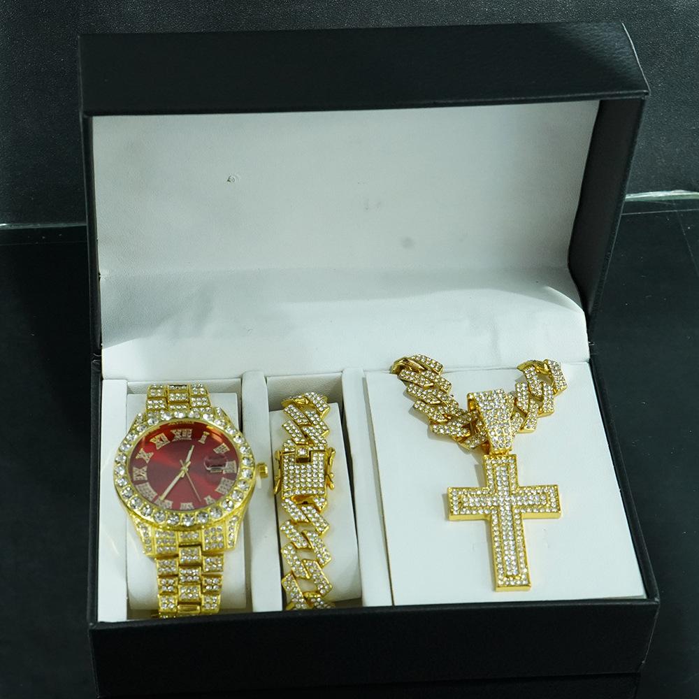 Set Collana Bracciale Catena Cubana Diamantata da Uomo 15mm Hip Hop Moda alla Moda Ciondolo Regina con Collane Catene Moda Complete