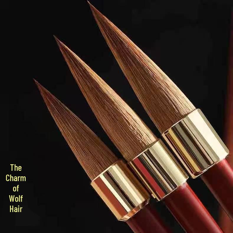 Grey Tail Divine Charm: Professional Brush Set - Mixed Wolf, Sheep & Pure Wolf Hair for Regular Script Practice