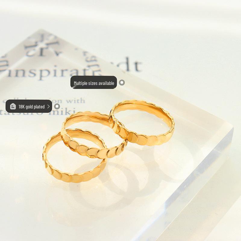 Gold-Plated Titanium Steel Unisex Matching Rings - Simple Trendy Design for Couples