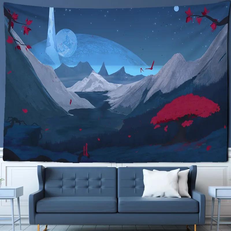 Аниме Пейзаж Гобелен Настенный Декор Для Дома Подвесной Фон Для Спальни Милый Модный — фото 11