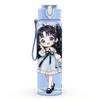 1PC Dark Blue Dress Girl Standing Pattern 750ml Color Plastic Sports Water Bottle Leakproof Flip Straw Lid Suitable for Sports Office Home Use
