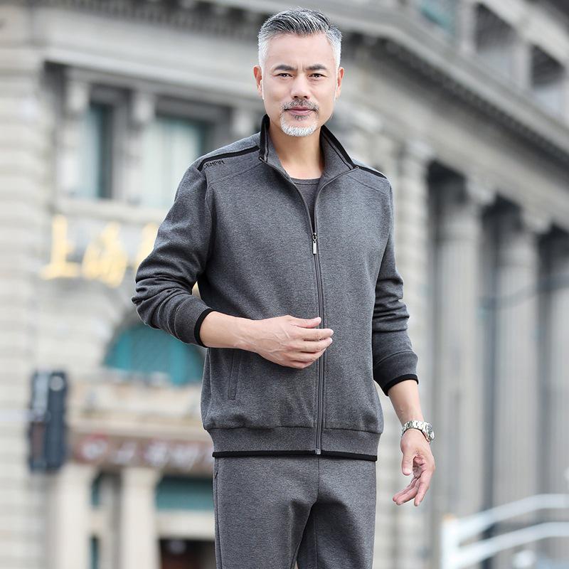 

Мужской комплект спортивной одежды больших размеров: Худи и брюки для весны/осени - Повседневный костюм для бега для папы 2XL